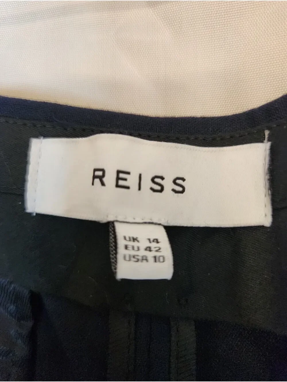 REISS Faulkner Navy Blue Slim Leg Wool Blend Trousers - US 10 / UK 14 - Picture 2 of 10